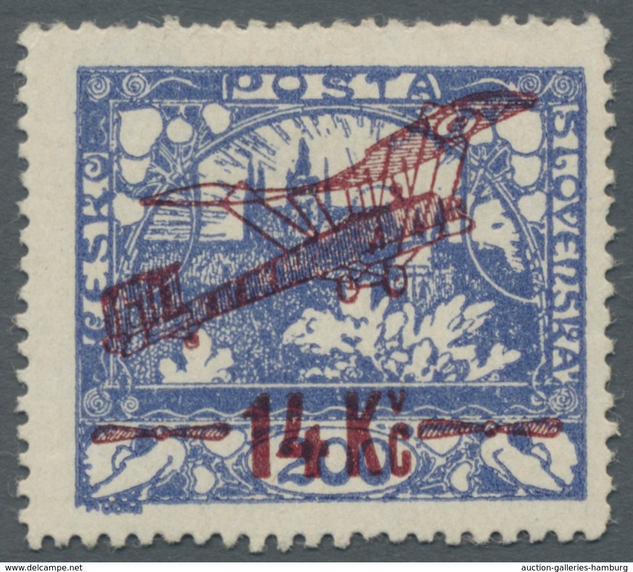 Tschechoslowakei: 1920, "overprints With Perforation C", Unused Set, The 14 Kr. Perforation Partly M - Unused Stamps