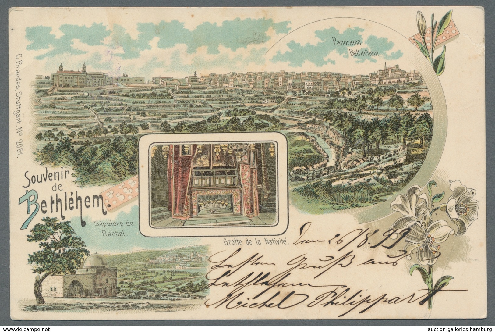 Türkei: 1899, 20 Para On Charming Lithographed Postcard "Souvenir De Bethlehem", Neatly Cancelled Wi - Ungebraucht