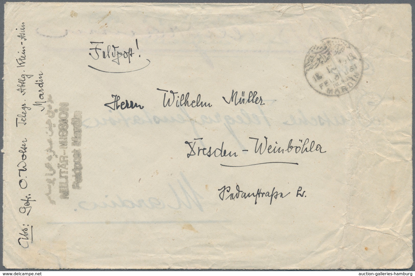 Türkei - Militär-Feldpost: 1918, Telegramm Von R. Feldmann Mardin Bahnhof An Die Telegraphenstation - Other & Unclassified