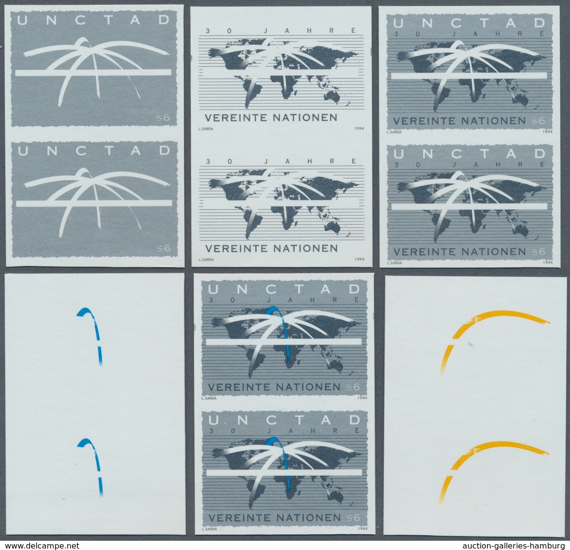 Vereinte Nationen - Wien: 1994. Progressive Proof (12 Phases), Viz Color Separations, In Vertical Pa - Unused Stamps