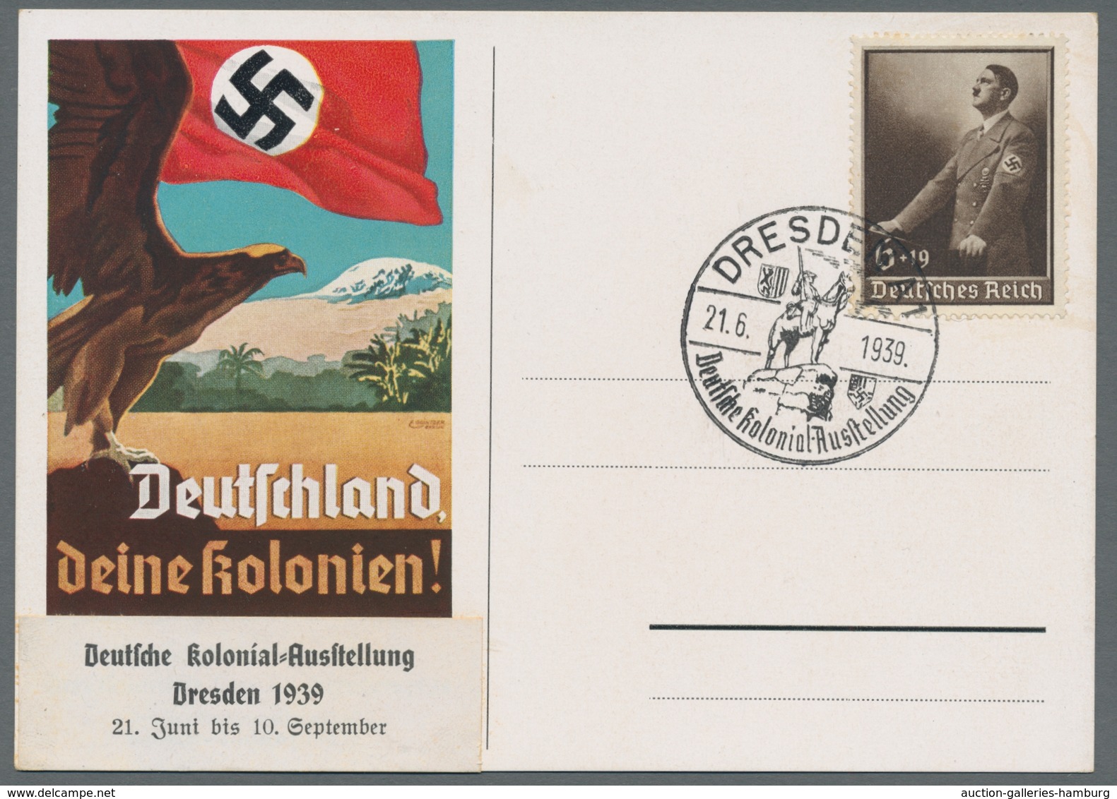 Ansichtskarten: Propaganda: 1939, Propagandakarte, "Deutschland Deine Kolonien", Mit Ersttag Des Aus - Parteien & Wahlen