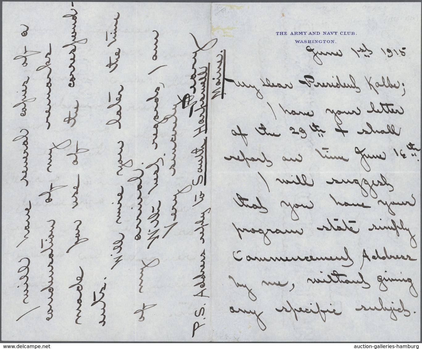 Thematik: Arktis / Arctic: 1915, ROBERT EDWIN PEARY, Handwritten Letter (June 1st) To President Kolb - Other & Unclassified