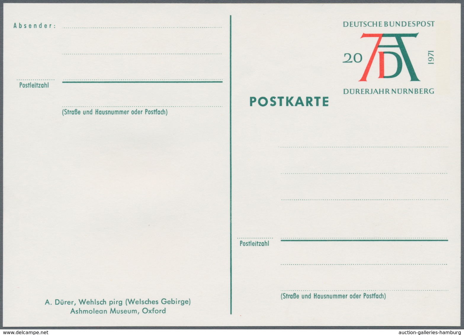 Thematik: Druck-Dürer / Printing-Dürer: 1971, FRG. Special Postcard To The DÜRER Year. Front Side Pi - Sonstige & Ohne Zuordnung