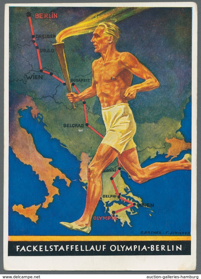 Thematik: Olympische Spiele / Olympic Games: 1936 - BERLIN: Acht Offizielle Color-Werbekarten Meist - Other & Unclassified