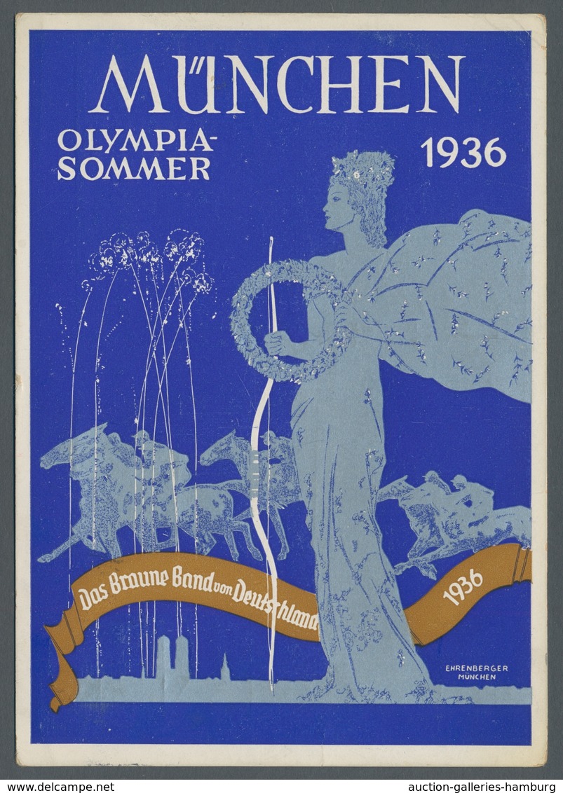 Thematik: Olympische Spiele / Olympic Games: 1936 - BERLIN: Seltene Colorkarte MÜNCHEN/OLYMPIA-SOMME - Sonstige & Ohne Zuordnung