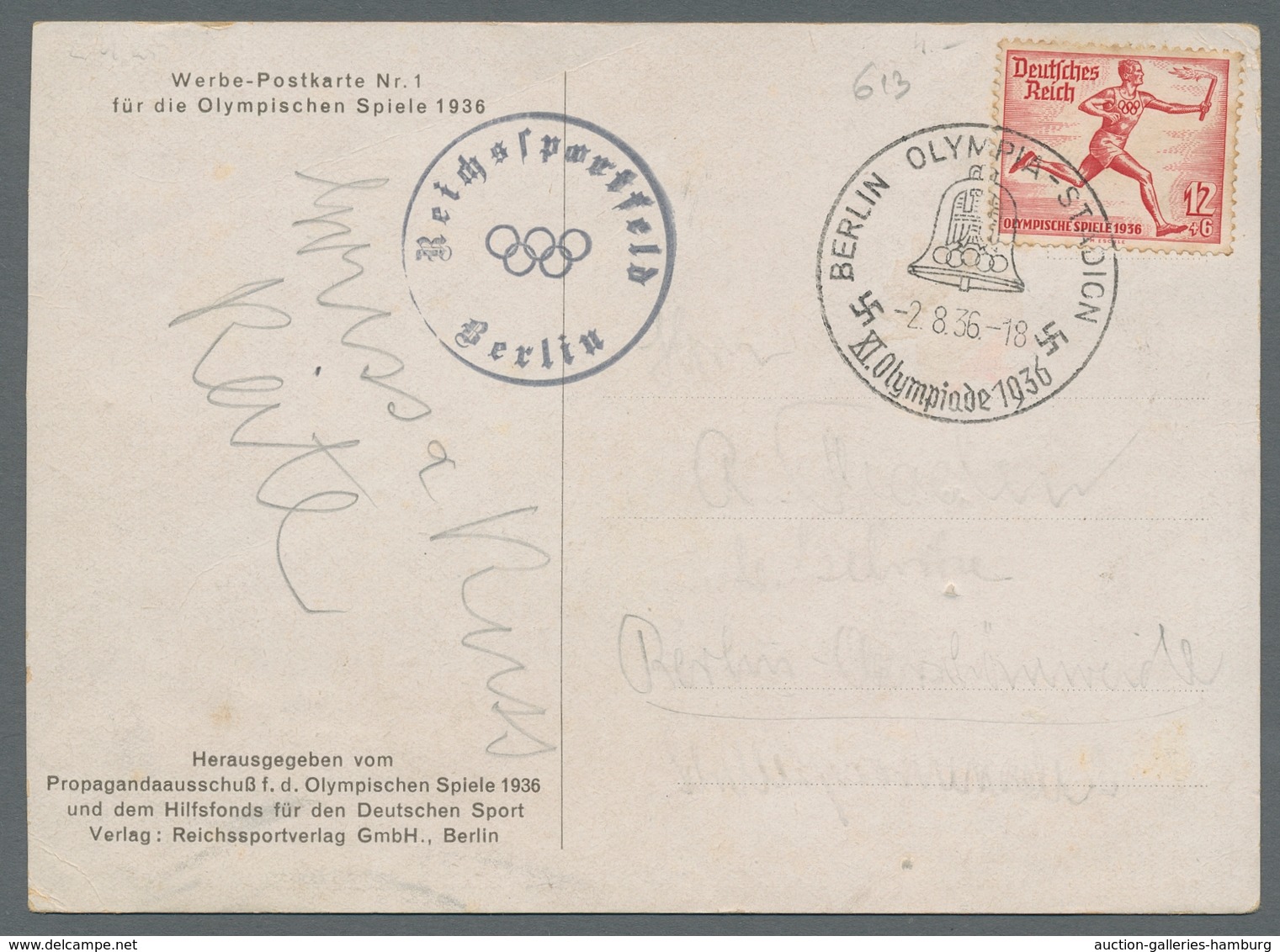 Thematik: Olympische Spiele / Olympic Games: 1936 - BERLIN: Zwei Colorkarten Zum Anlass (einmal Etwa - Other & Unclassified