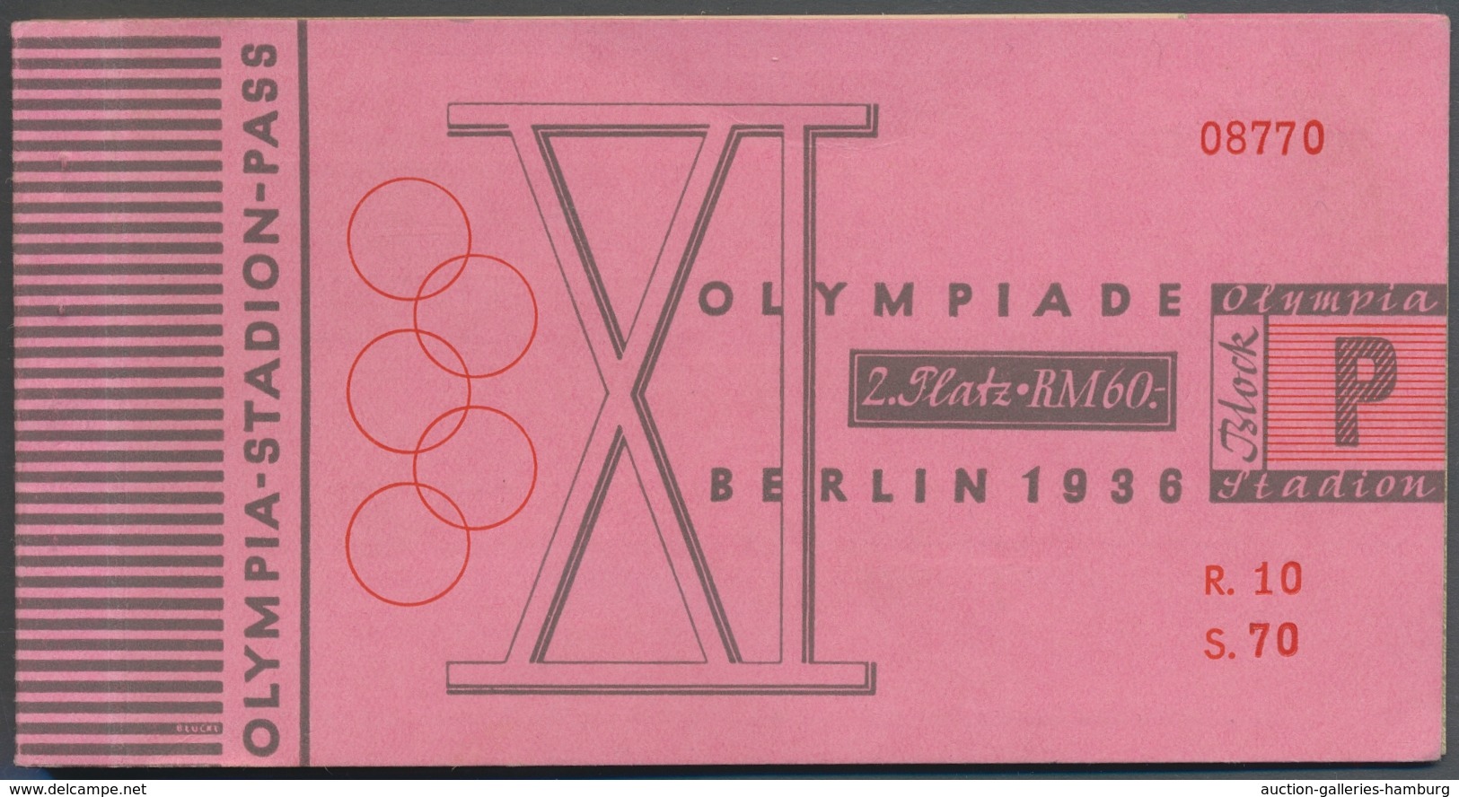 Thematik: Olympische Spiele / Olympic Games: 1936, Olympiastadionpass Bestehend Aus Kartonumschlag, - Altri & Non Classificati