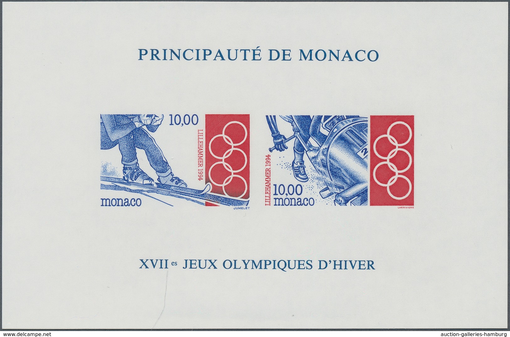 Thematik: Olympische Spiele / Olympic Games: 1994, MONACO: Olympic Winter Games Lillehammer Perforat - Altri & Non Classificati