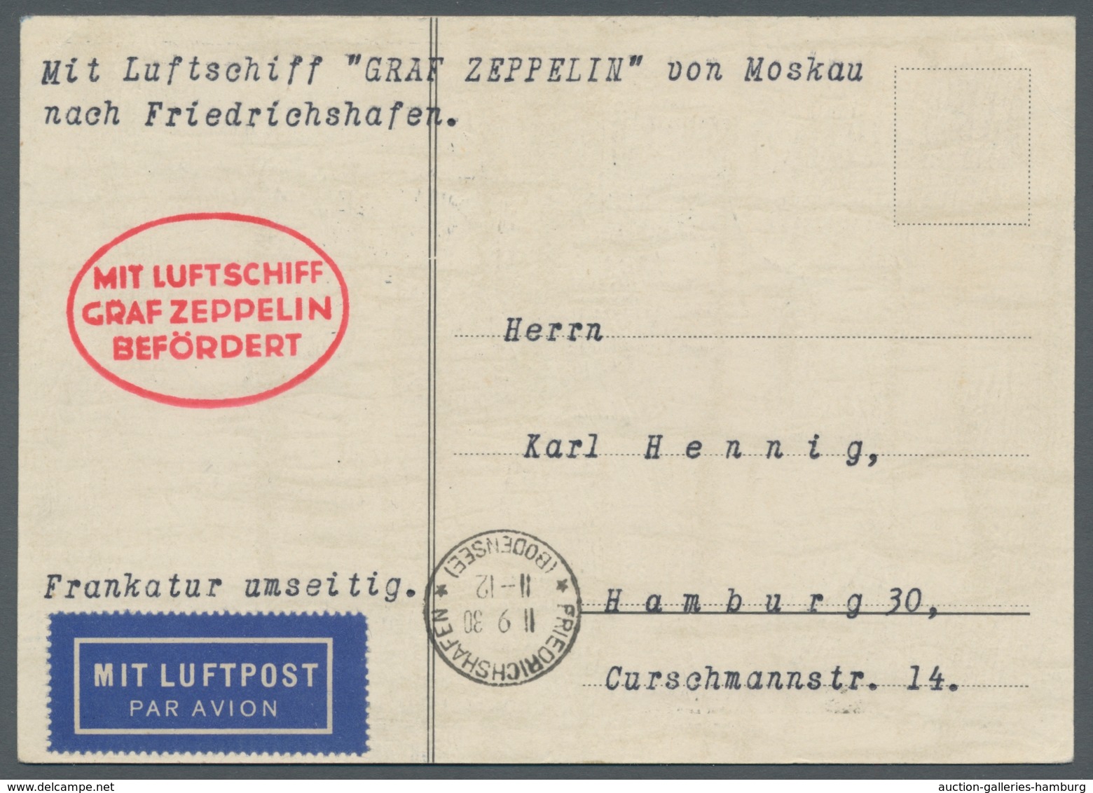 Zeppelinpost Europa: 1930, Landungsfahrt Russland, Sowjetische Post Mit Geschnittenen Ausgaben, Nur - Europe (Other)