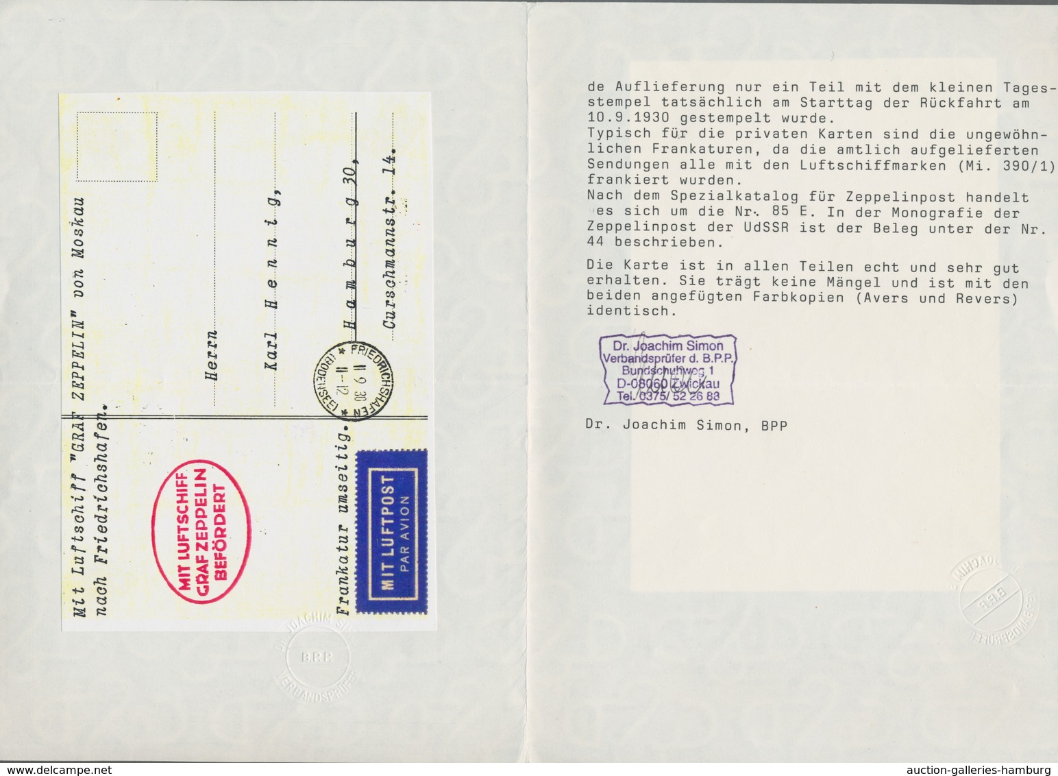 Zeppelinpost Europa: 1930, Landungsfahrt Russland, Sowjetische Post Mit Geschnittenen Ausgaben, Nur - Sonstige - Europa