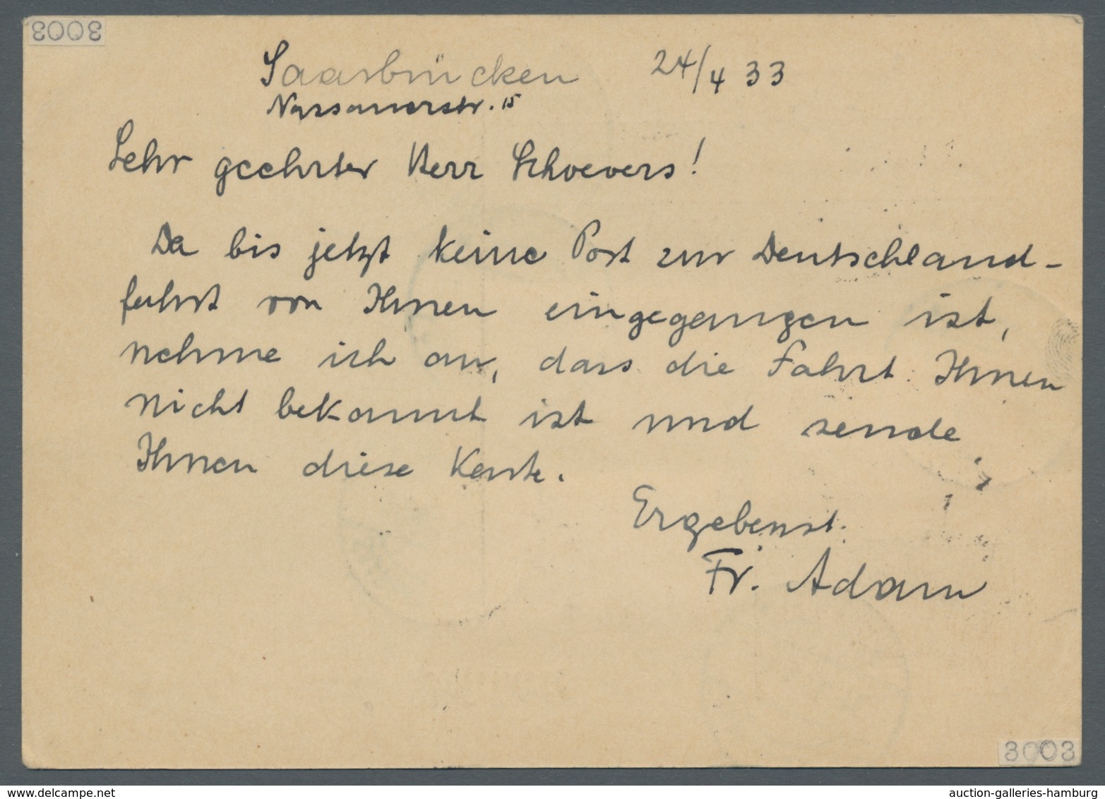 Zeppelinpost Deutschland: 1933, Deutschlandfahrt, Zuleitung SAARGEBIET, Nach ASSEN (Niederland) Am 2 - Luft- Und Zeppelinpost