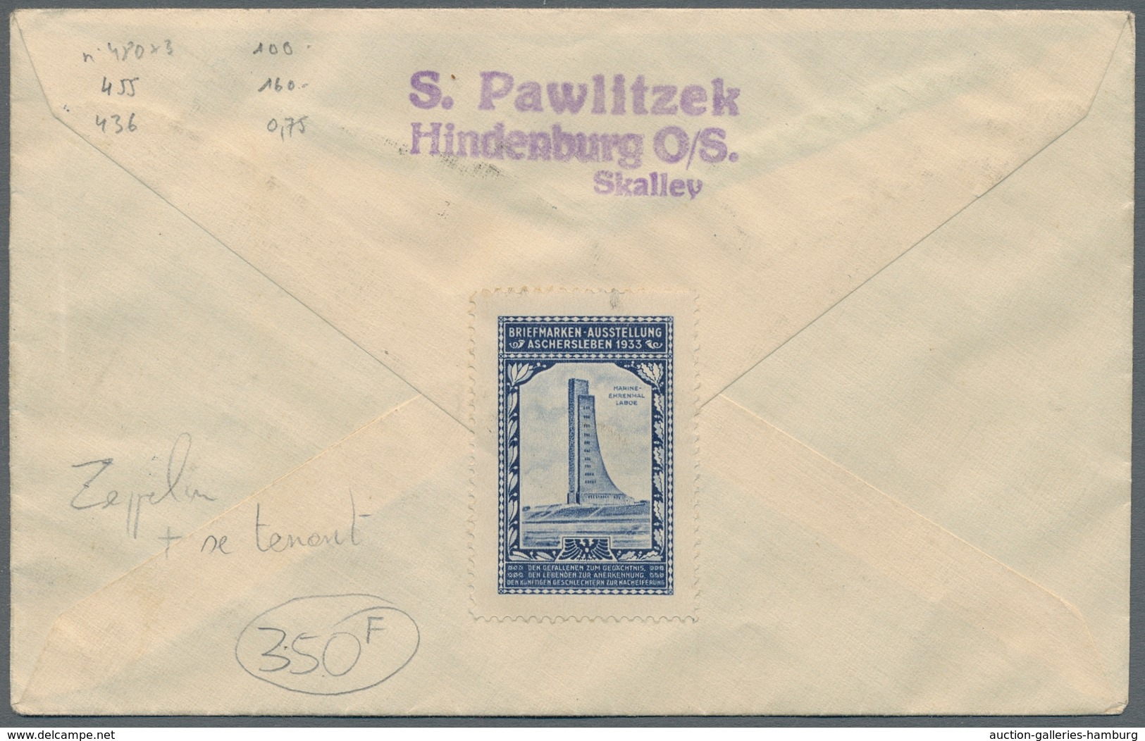 Zeppelinpost Deutschland: 1933, Fahrt In Das Saargebiet, Bordpostbrief Mit Guter Frankatur (u.a. 1 R - Luft- Und Zeppelinpost