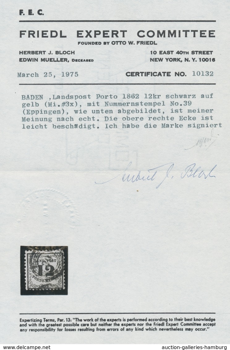 Baden - Landpostmarken: 1862, 12 Kreuzer Landpost, Mit Fünfringstempel "39" Von Eppingen. Ein Vorzüg - Sonstige & Ohne Zuordnung