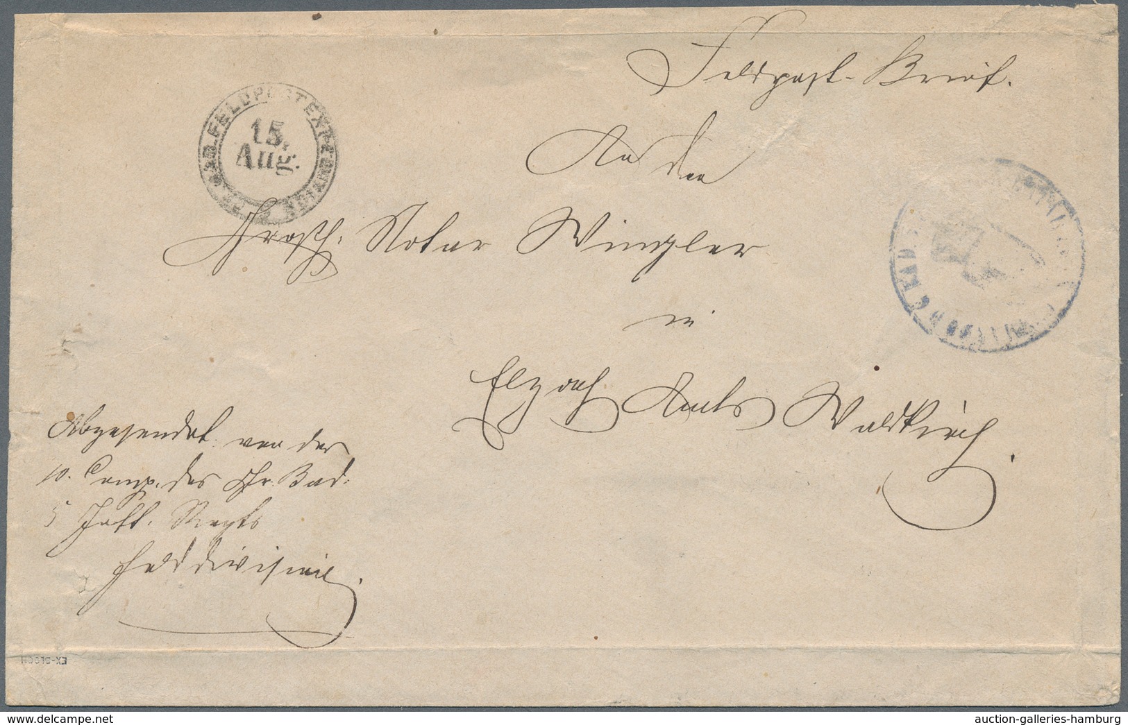 Baden - Feldpost: 1870, Feldpostbrief Mit Stempel "GR. BAD. F.P. EXP. 15. AUG" Und Etwas Schwchem Tr - Other & Unclassified