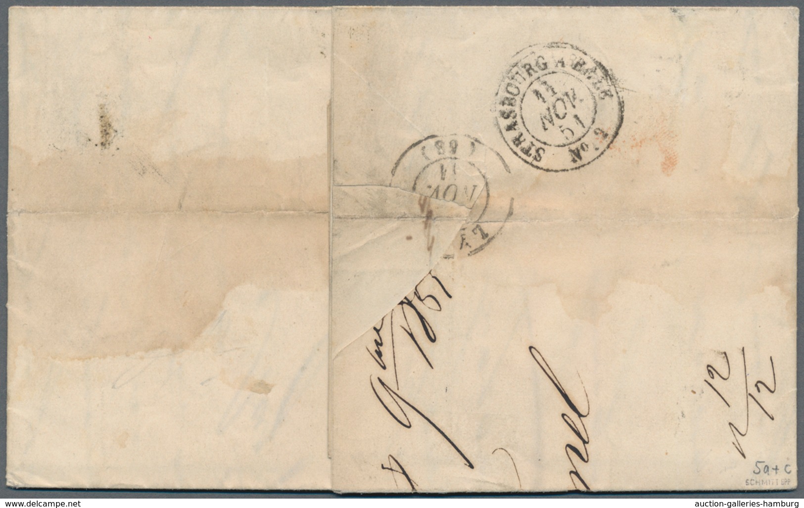 Bayern - Marken Und Briefe: 1850/51: Drei Briefe Und Zwei Briefstücke Mit Sehr Frühen Buntfrankature - Other & Unclassified