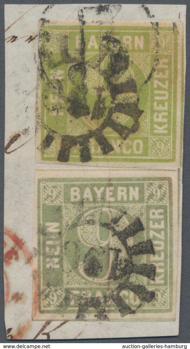 Bayern - Marken und Briefe: 1850/51: Drei Briefe und zwei Briefstücke mit sehr frühen Buntfrankature