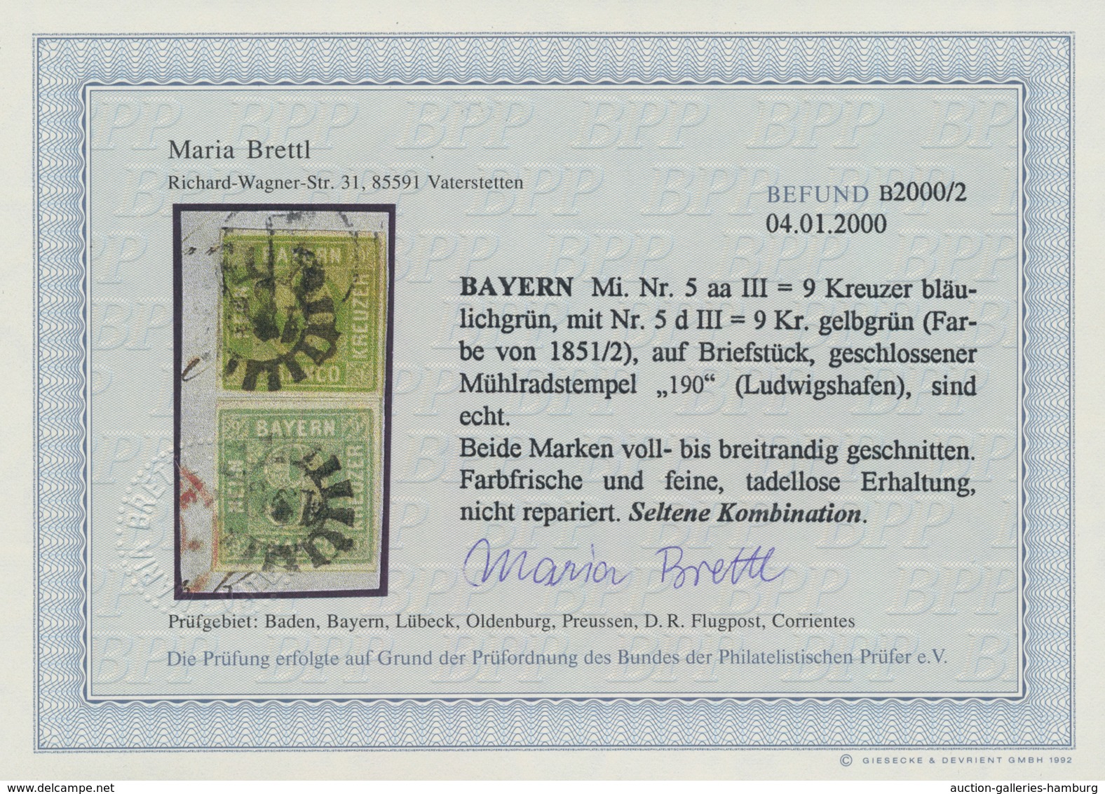 Bayern - Marken und Briefe: 1850/51: Drei Briefe und zwei Briefstücke mit sehr frühen Buntfrankature