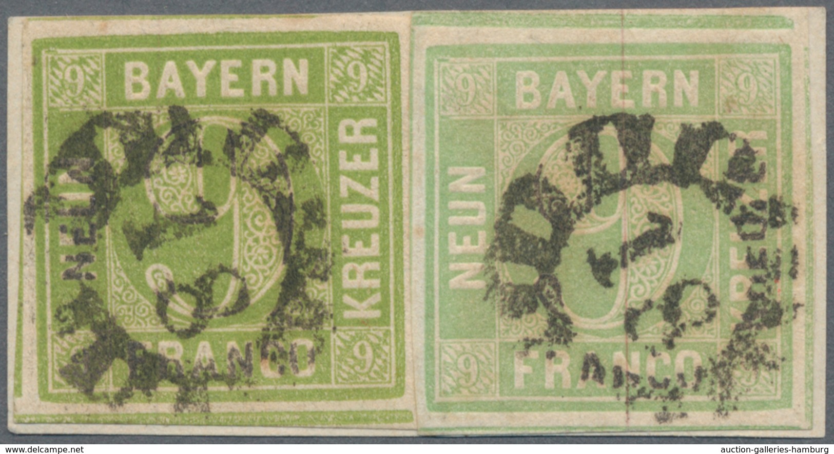 Bayern - Marken und Briefe: 1850/51: Drei Briefe und zwei Briefstücke mit sehr frühen Buntfrankature