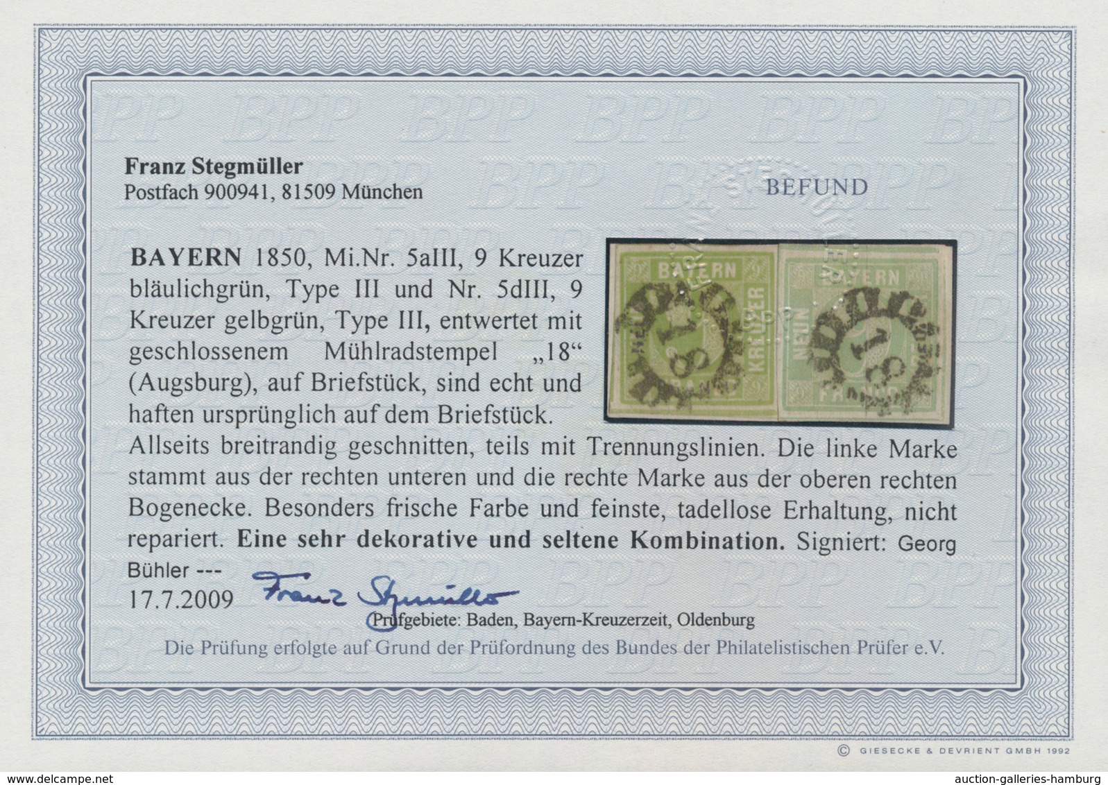 Bayern - Marken und Briefe: 1850/51: Drei Briefe und zwei Briefstücke mit sehr frühen Buntfrankature