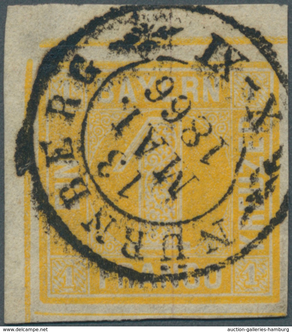 Bayern - Marken Und Briefe: 1862: BOGENECKE Der 1 Kr. Gelb, Plattentyp II, Ungezähnt In Sehr Frische - Sonstige & Ohne Zuordnung