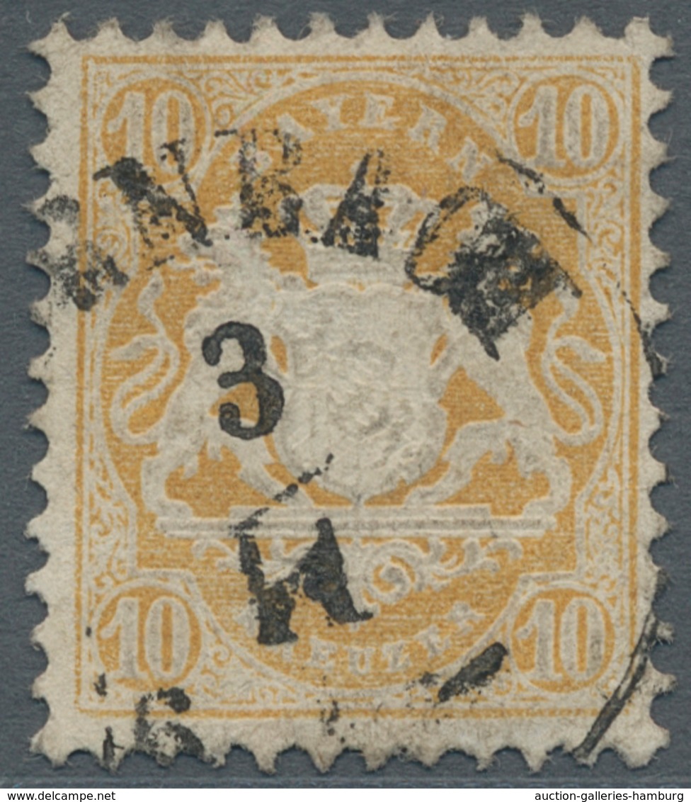 Bayern - Marken Und Briefe: 1873, "10 Kr. Dunkelgelb Mit Wasserzeichen X", Sauber Gestempelter Wert - Sonstige & Ohne Zuordnung
