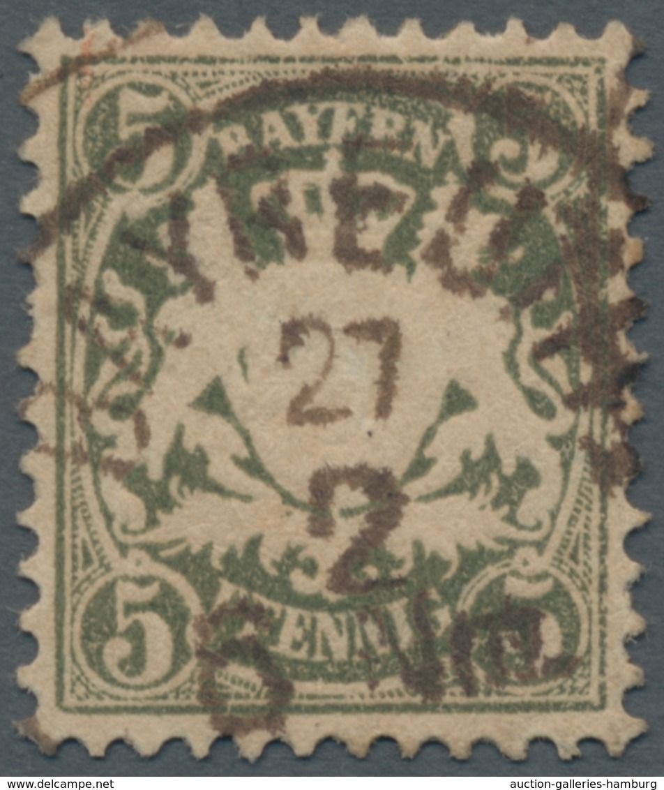 Bayern - Marken Und Briefe: 1876, 5 Pf. Wappen In Der Seltene Farbe "grauolivgrün", Farbfrisch Saube - Sonstige & Ohne Zuordnung