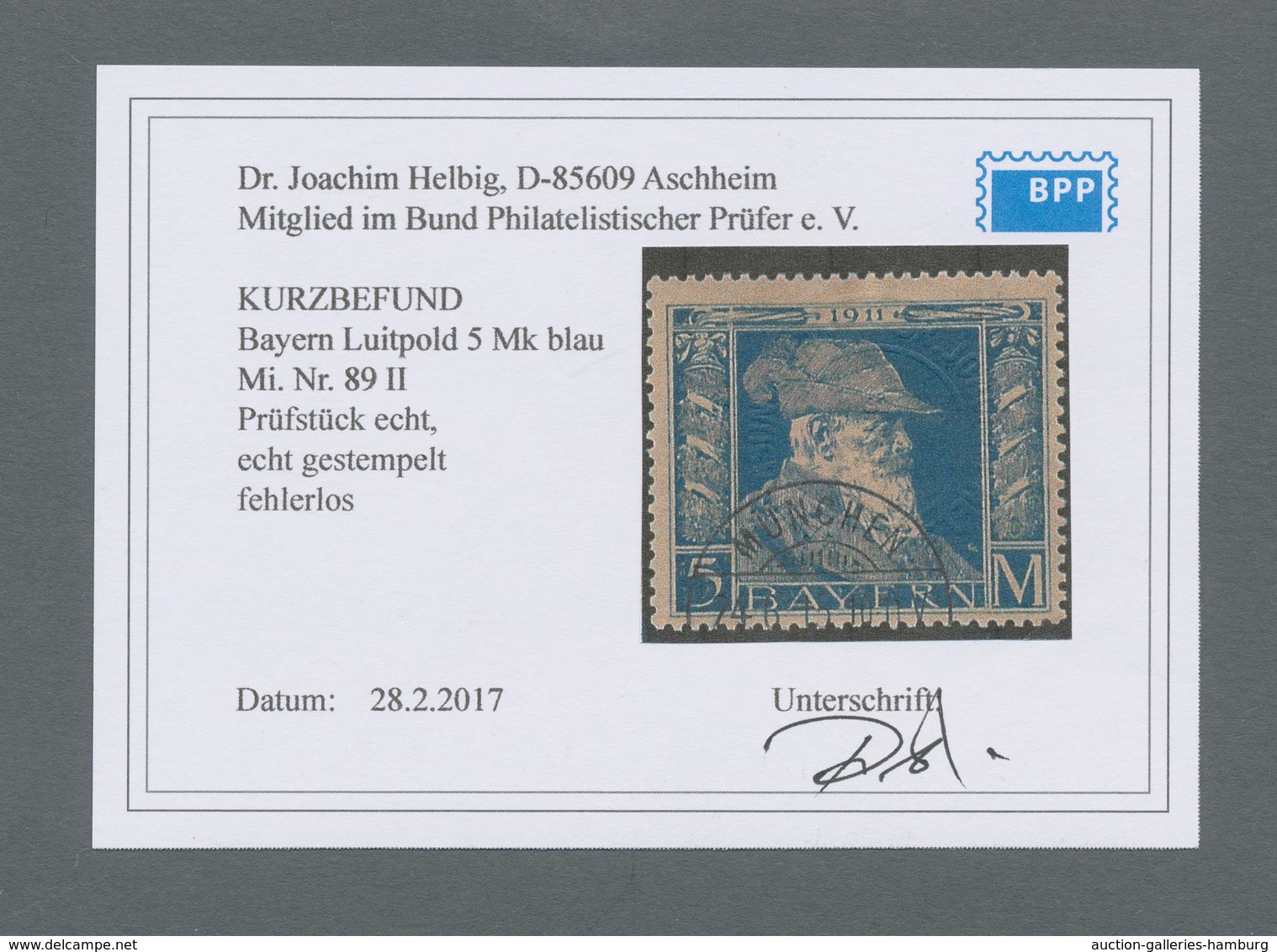 Bayern - Marken Und Briefe: 1911, "1 Bis 20 Mk. Luitpold In Type II", Sauber Gestempelte Werte Mit ü - Sonstige & Ohne Zuordnung