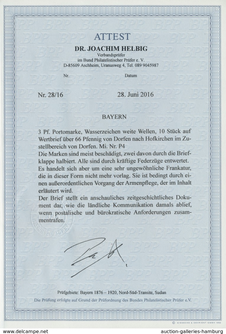 Bayern - Portomarken: 1878, Unfrankierter Wertbrief über 66 Pfennig Mit K1 DORFEN / 5.3. Nach Hofkir - Sonstige & Ohne Zuordnung