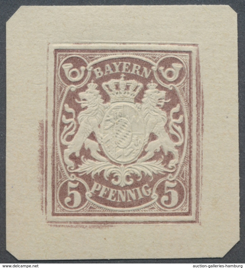 Bayern - Ganzsachen: 1876 (ca.), Ungezähnte Proben Der Ganzsachen-Wertstempel Zu 3 Pf., 5 Pf., 10 Pf - Other & Unclassified