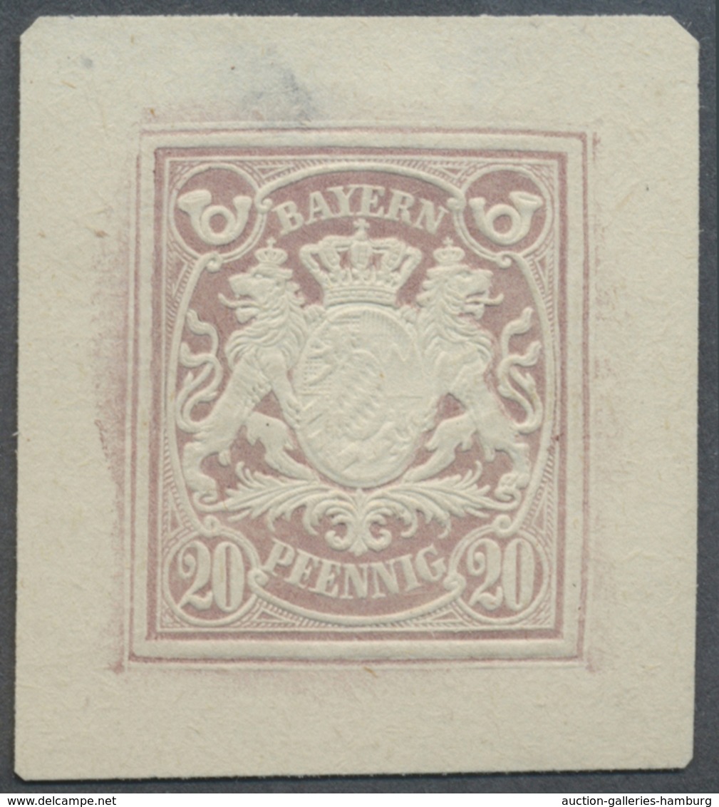 Bayern - Ganzsachen: 1876 (ca.), Ungezähnte Proben Der Ganzsachen-Wertstempel Zu 3 Pf., 5 Pf., 10 Pf - Sonstige & Ohne Zuordnung