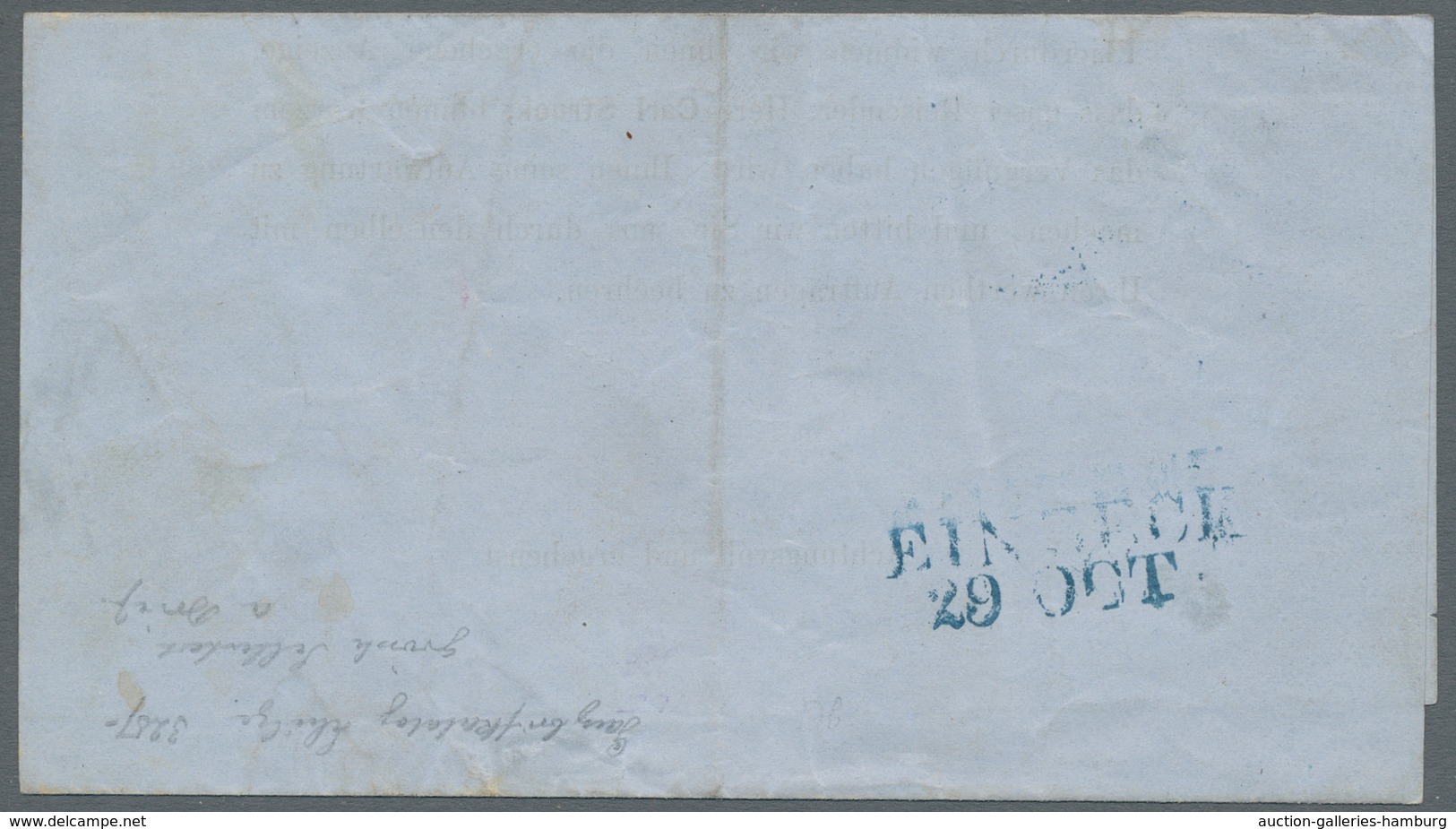 Braunschweig - Marken Und Briefe: 1853; 1/3 Silbergroschen Schwarz/weiß Mit Blauem Doppelkreisstempe - Braunschweig