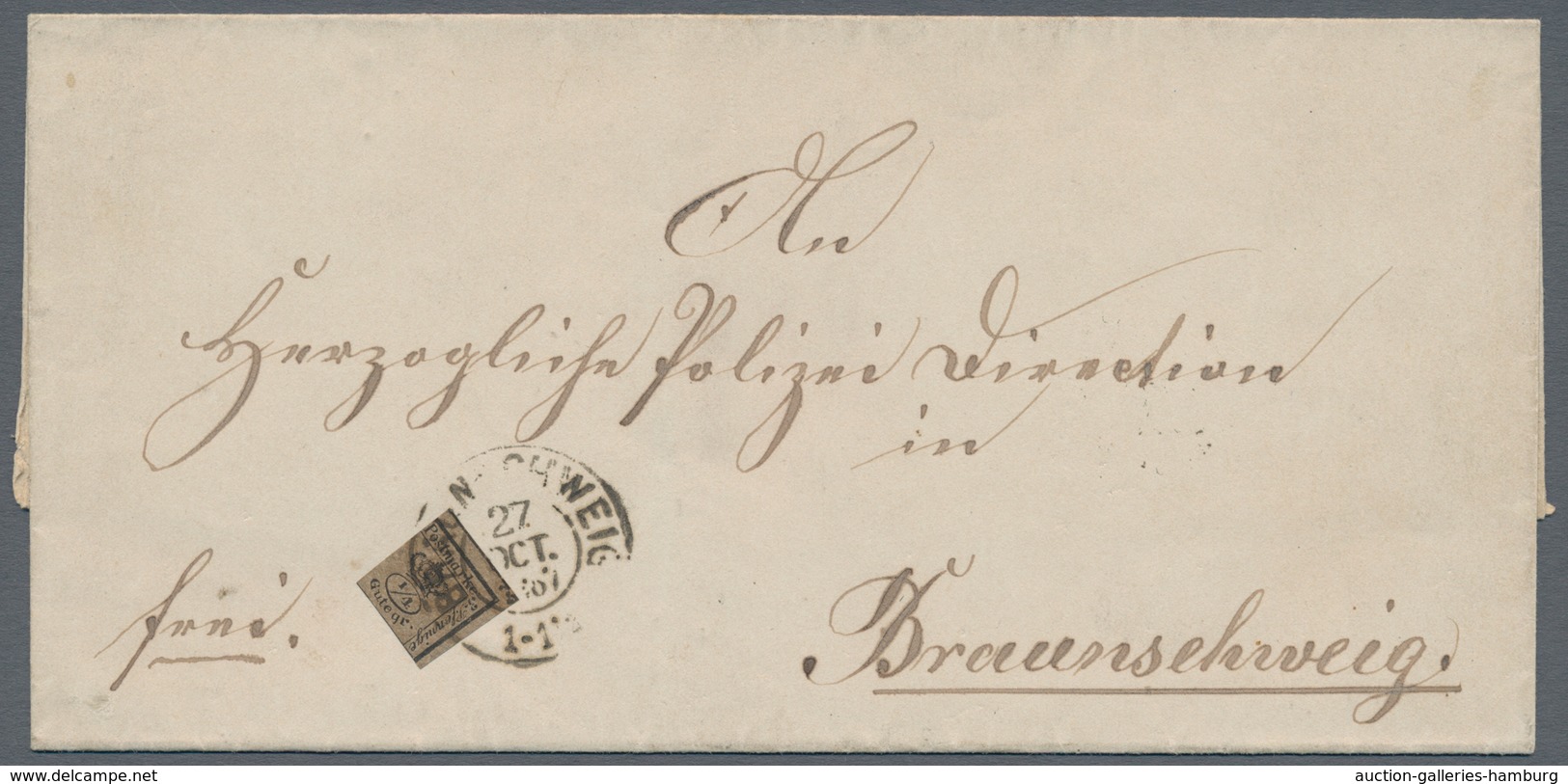 Braunschweig - Marken Und Briefe: 1867, 1/4 Gr. Farbfrisches Stückauf Ortsbrief In Braunschweig - Brunswick