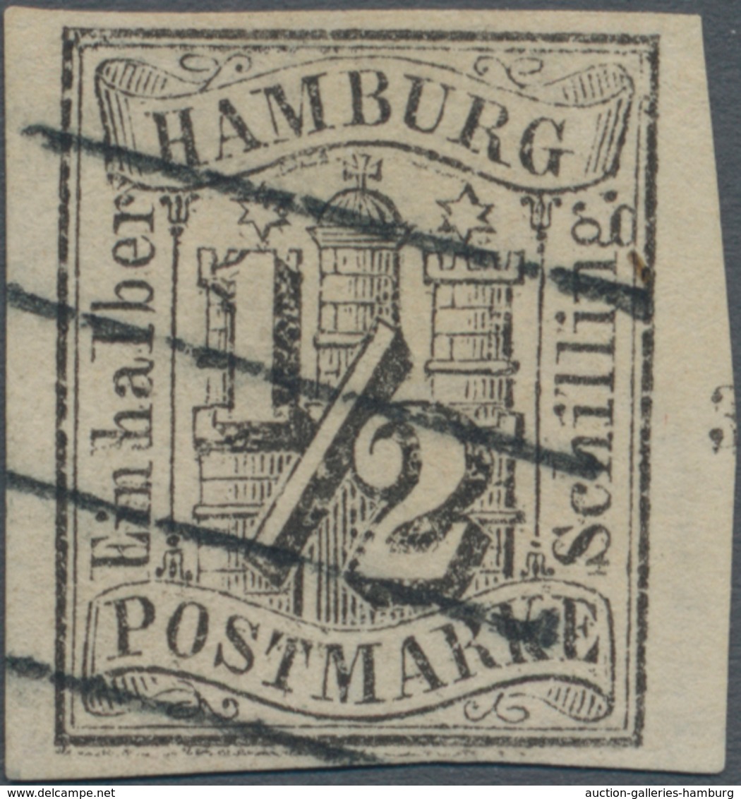 Hamburg - Marken Und Briefe: 1859: ½ Schilling Schwarz, Allseits Voll- Bis Breitrandig Geschnitten, - Hamburg