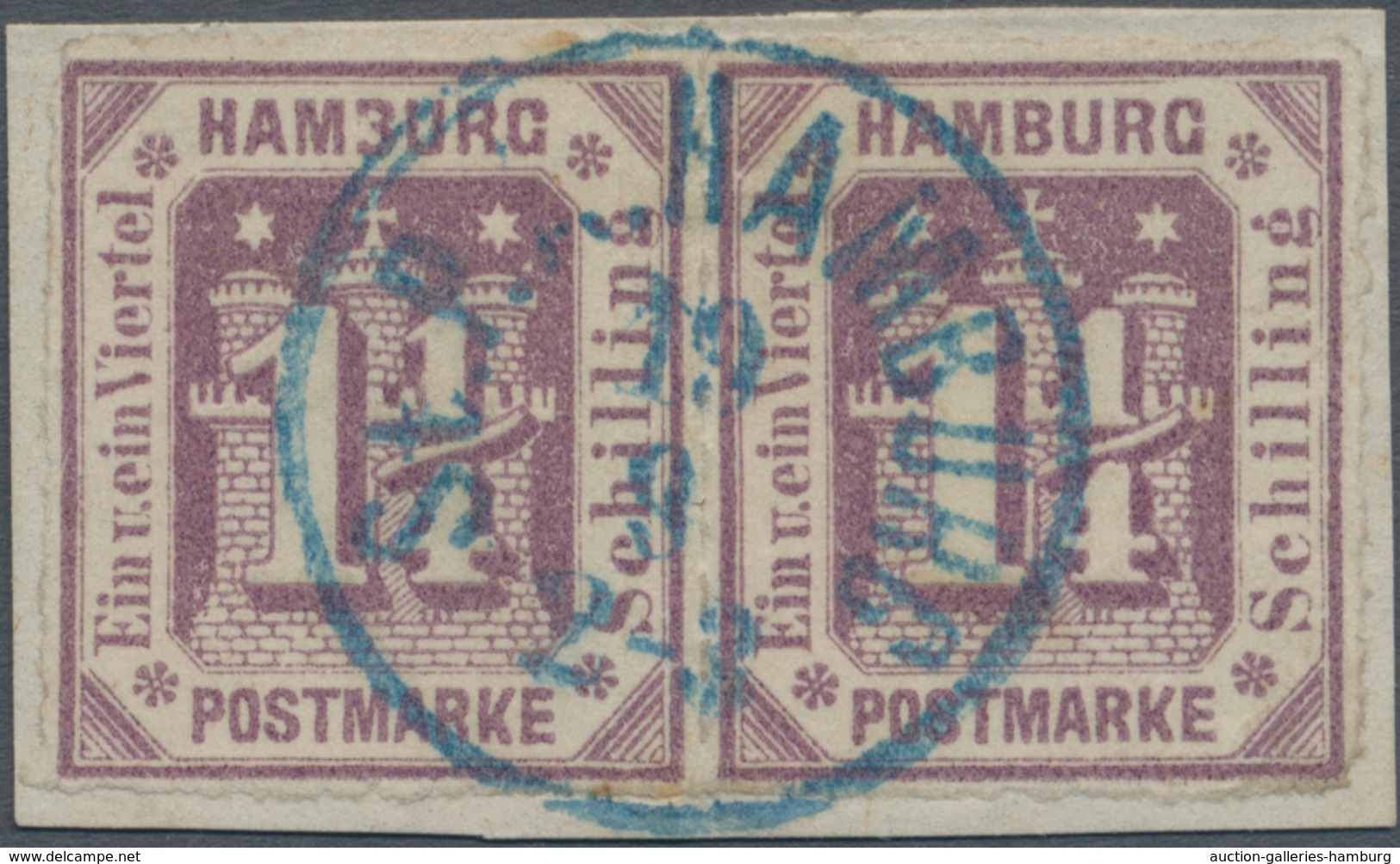 Hamburg - Marken Und Briefe: 1866: 1¼ Schilling Braunviolett, Waagerechtes Paar, Linke Marke Mit PLA - Hamburg