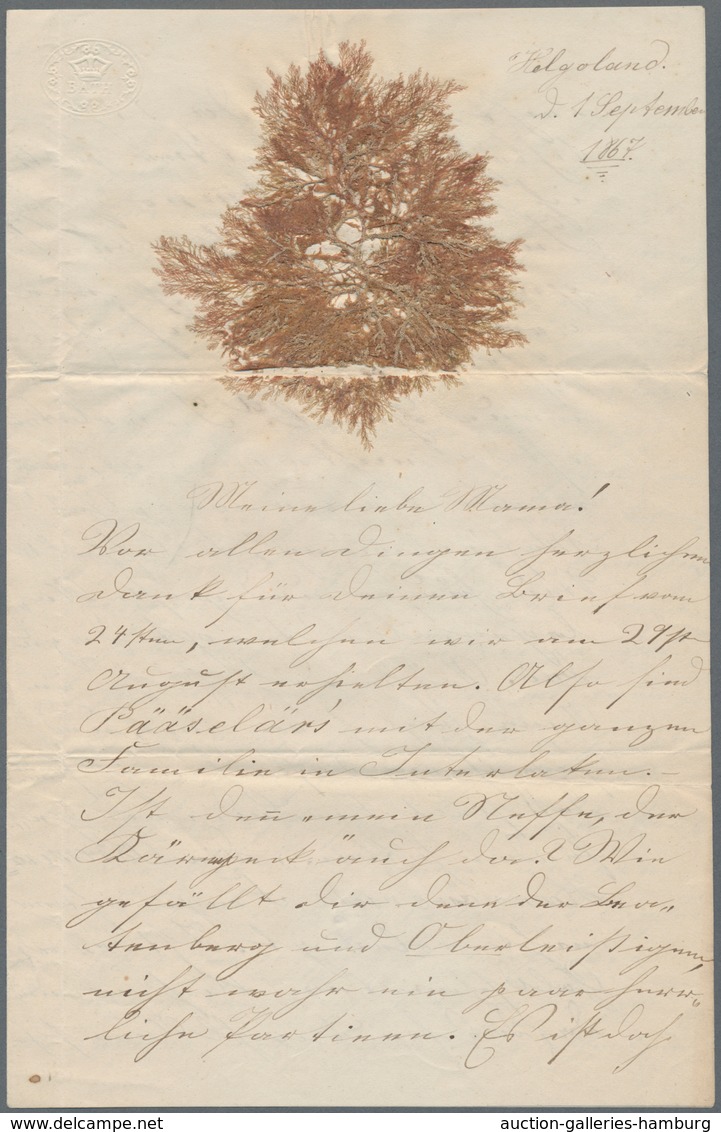Helgoland - Marken Und Briefe: 1867 (28. Juli/1. Sep.) Zwei Briefe Von Helgoland: 1) Kolorierte Lith - Helgoland