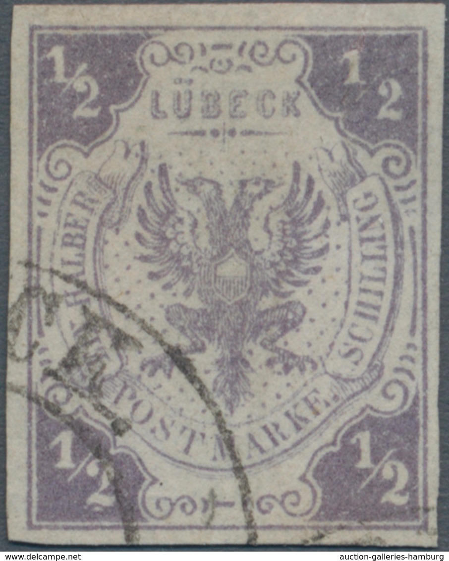 Lübeck - Marken Und Briefe: 1862: ½ S Lila, Allseits Breitrandig Geschnitten, Entwertet Mit Zweikrei - Luebeck