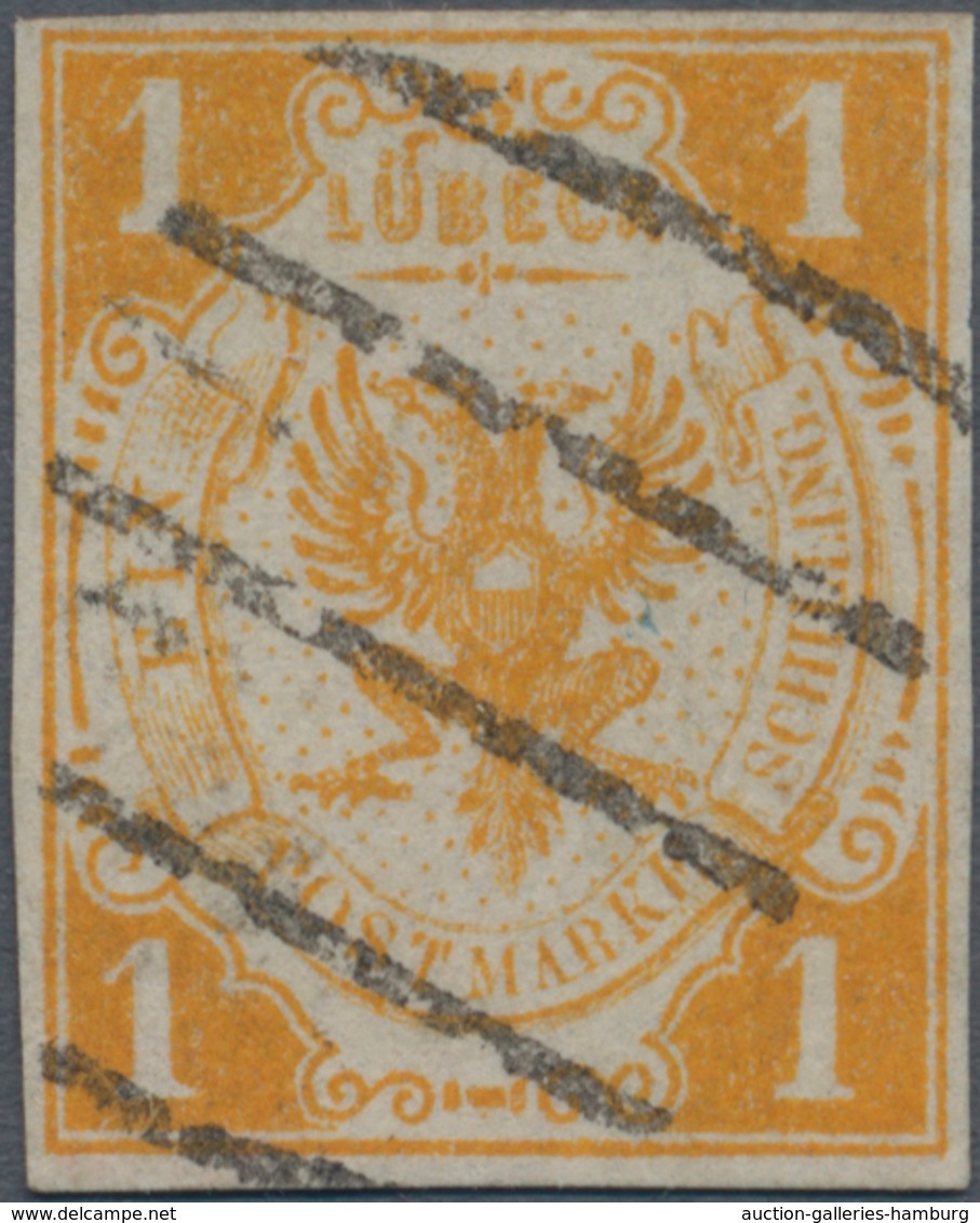Lübeck - Marken Und Briefe: 1862: 1 S Gelborange, Allseits Vollrandig Geschnitten, Entwertet Mit Fün - Luebeck