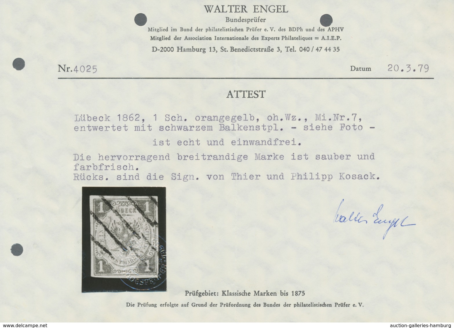 Lübeck - Marken Und Briefe: 1862, 1 Schilling Gelborange, Enorm Frabfrisch Und Hervorragend Breitran - Luebeck