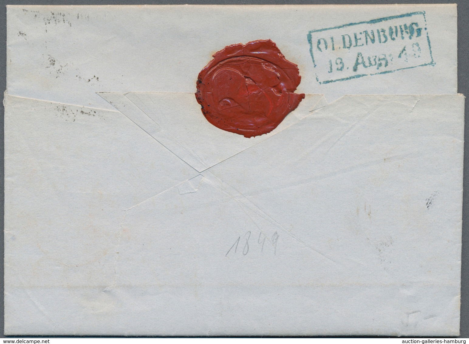 Oldenburg - Vorphilatelie: 1849, Paketbegleitbrief, Angegebener Wert "100 Th", Mit Rotem L1 "OLDENBU - Vorphilatelie