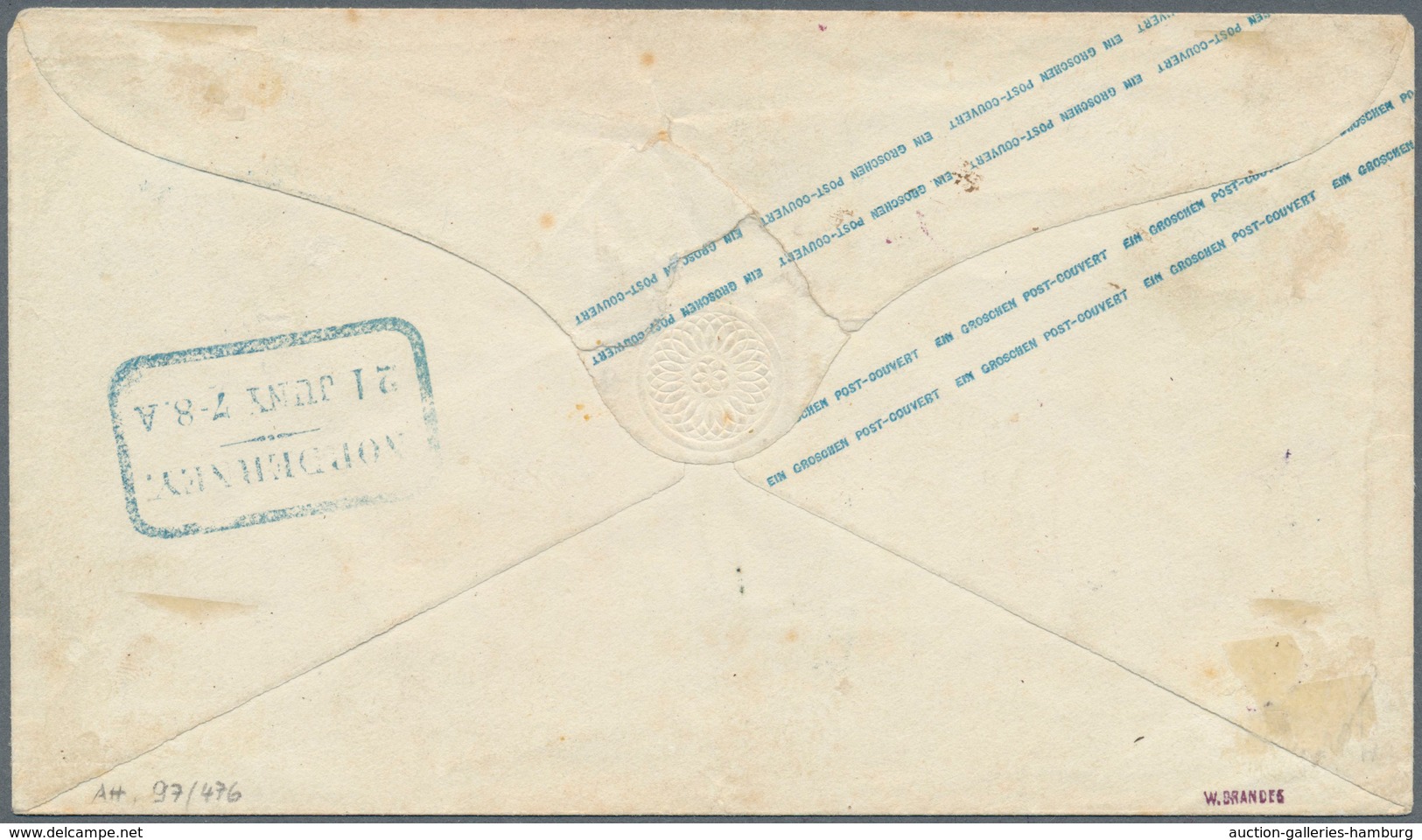 Oldenburg - Ganzsachen: 1861: Ganzsachen-Umschlag, Wertstempel Links, 1 Gr. Blau, Kleinformat, Zufra - Oldenburg