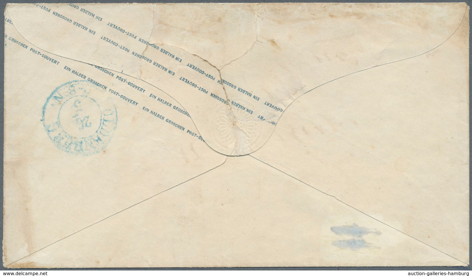 Oldenburg - Ganzsachen: 1862: Ganzsachen-Umschlag, Wertstempel Rechts, Kurze Gummierung, ½ Gr. Orang - Oldenburg