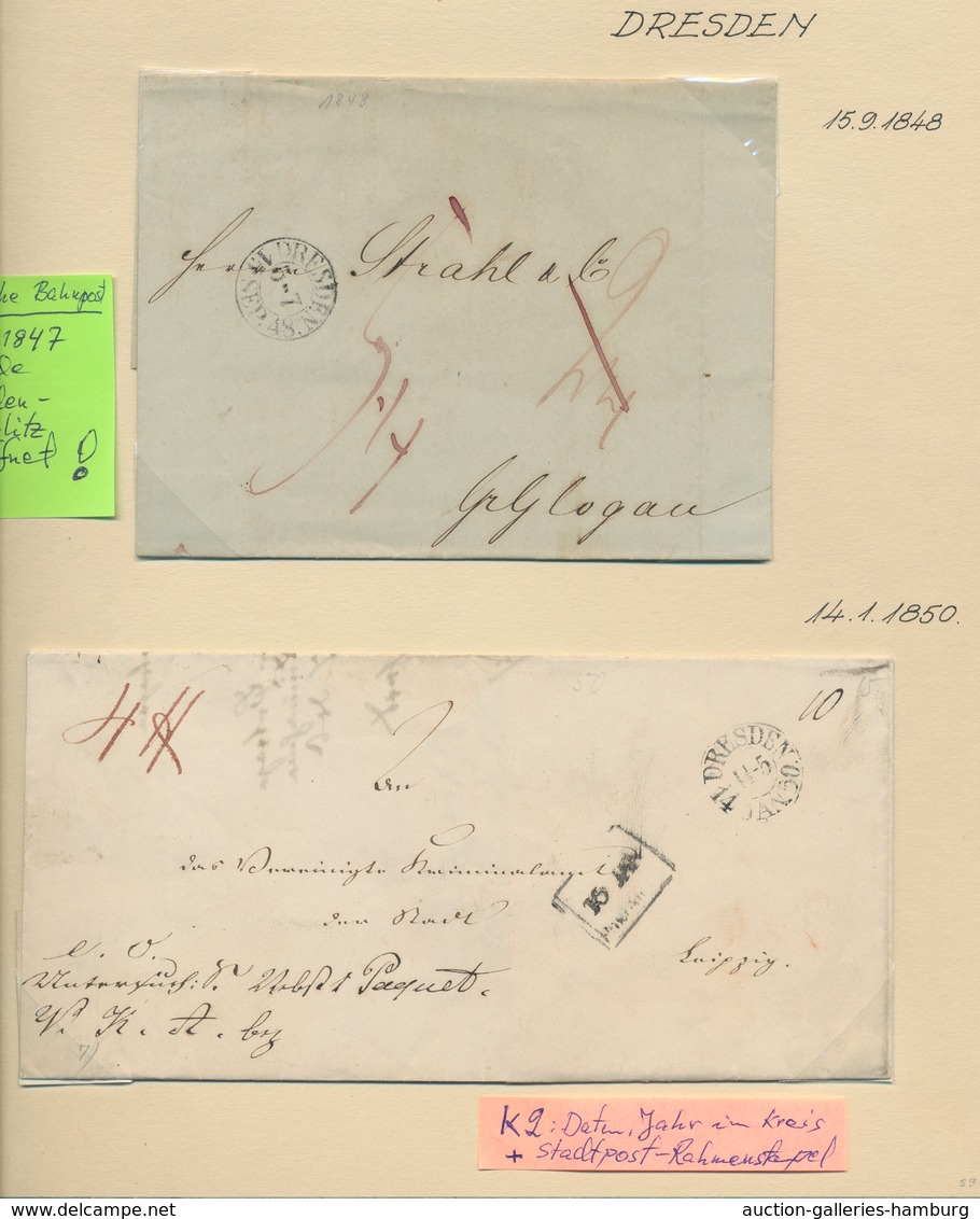 Sachsen - Vorphilatelie: 1830-1859, Reizvolle Partie Von Fünf Vorphila- Bzw. Markenlosen Briefen Aus - Prephilately
