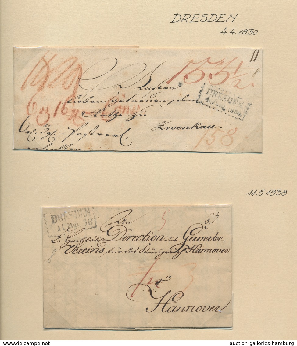 Sachsen - Vorphilatelie: 1830-1859, Reizvolle Partie Von Fünf Vorphila- Bzw. Markenlosen Briefen Aus - Prephilately