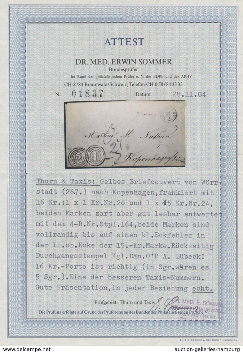 Thurn & Taxis - Marken Und Briefe: 1859 (Markenausgabe), 16 Kreuzer Frankatur Bestehend Aus 1 Kr. Gr - Other & Unclassified