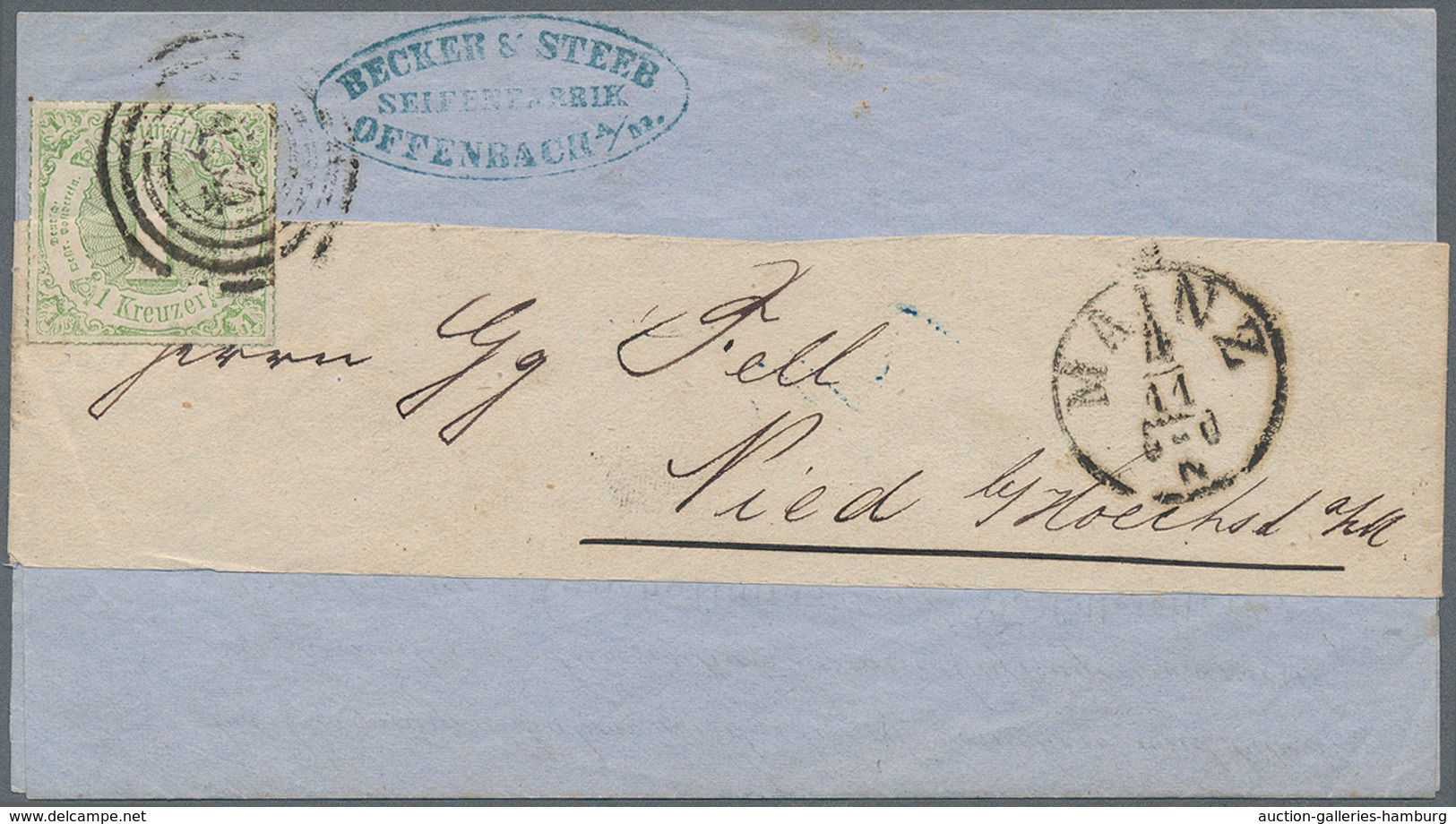Thurn & Taxis - Marken Und Briefe: 1866, 1 Kr. Grün, Farbig Durchstochen, Seltene Einzelfrankatur Au - Sonstige & Ohne Zuordnung
