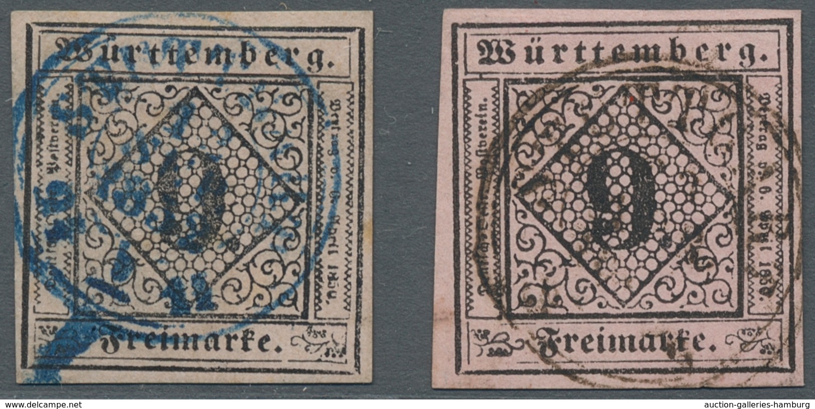 Württemberg - Marken Und Briefe: 1851, 9 Kreuzer In Allen 3 Farben. Enthalten Ist Je Ein Wert In Der - Sonstige & Ohne Zuordnung