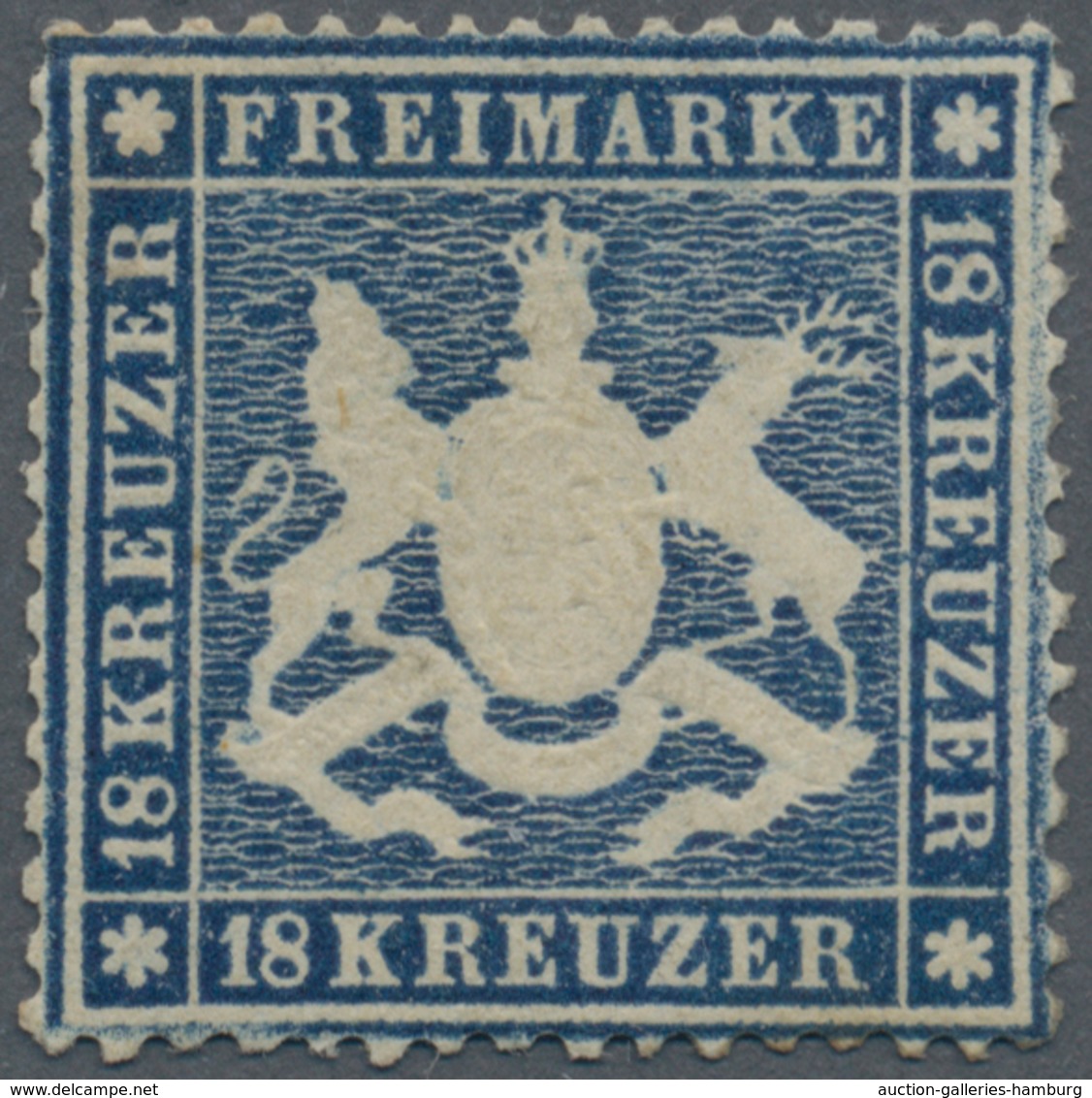 Württemberg - Marken Und Briefe: 1861, Wappenausgabe 18 Kr. Dunkelblau, Dünnes Papier, Ungebraucht M - Sonstige & Ohne Zuordnung
