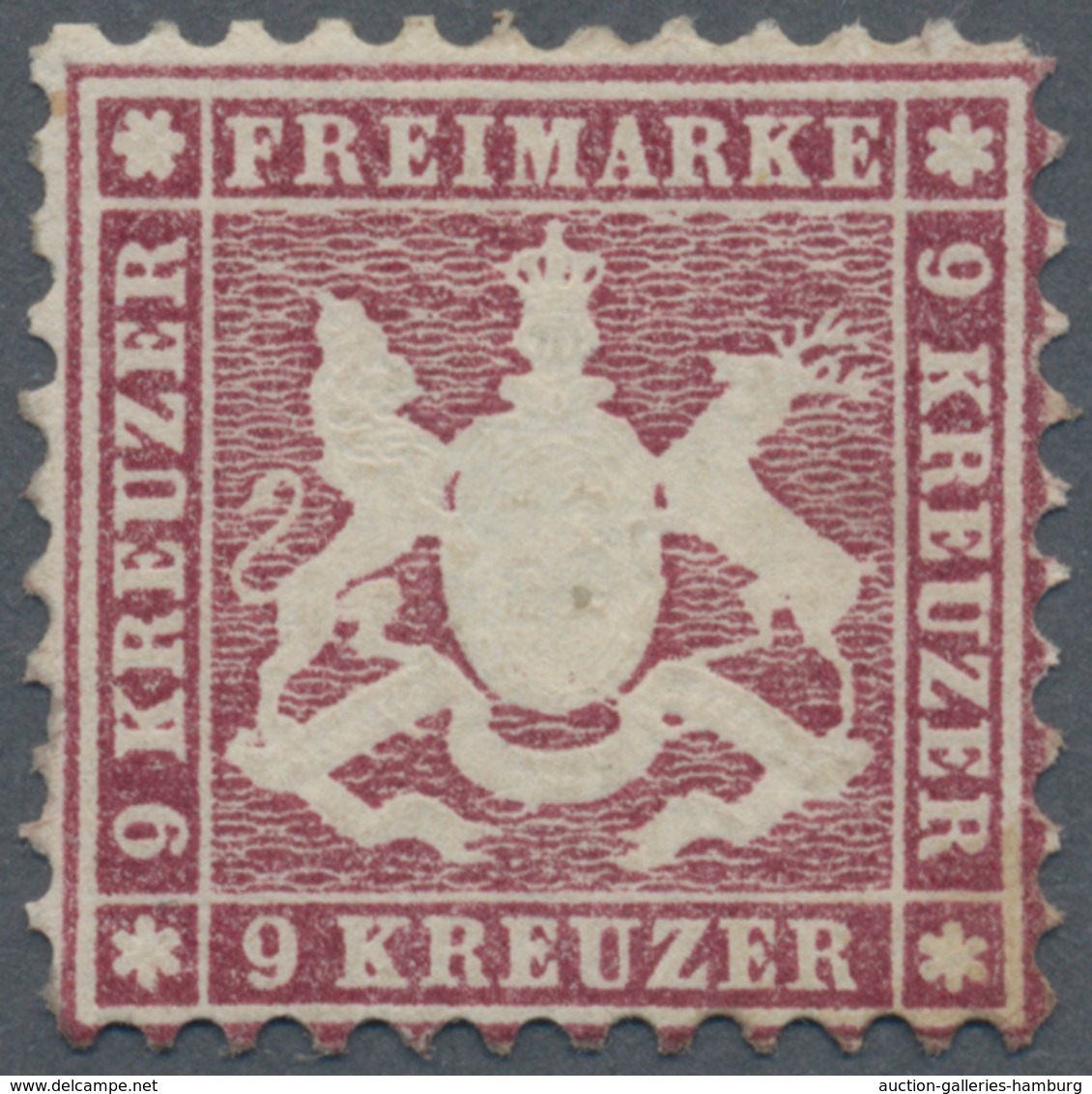 Württemberg - Marken Und Briefe: 1862, Wappenausgabe 9 Kr. Dunkelkarmin, Ungebraucht Ohne Gummi, Far - Sonstige & Ohne Zuordnung