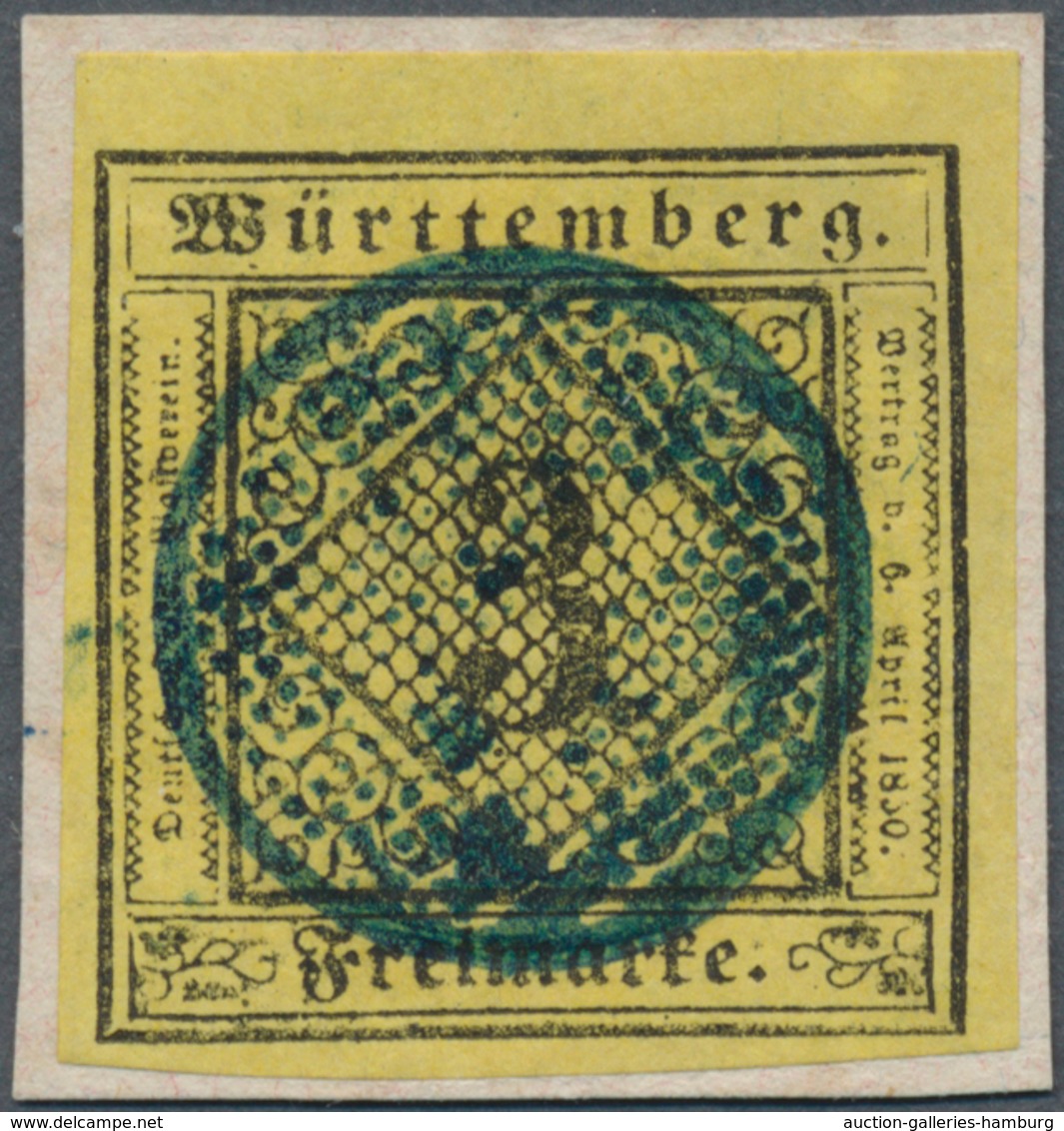 Württemberg - Stumme Stempel: BACKNANG 1851: 3 Kreuzer Schwarz Auf Gelb, Farbfrisch Und Allseits Bre - Sonstige & Ohne Zuordnung
