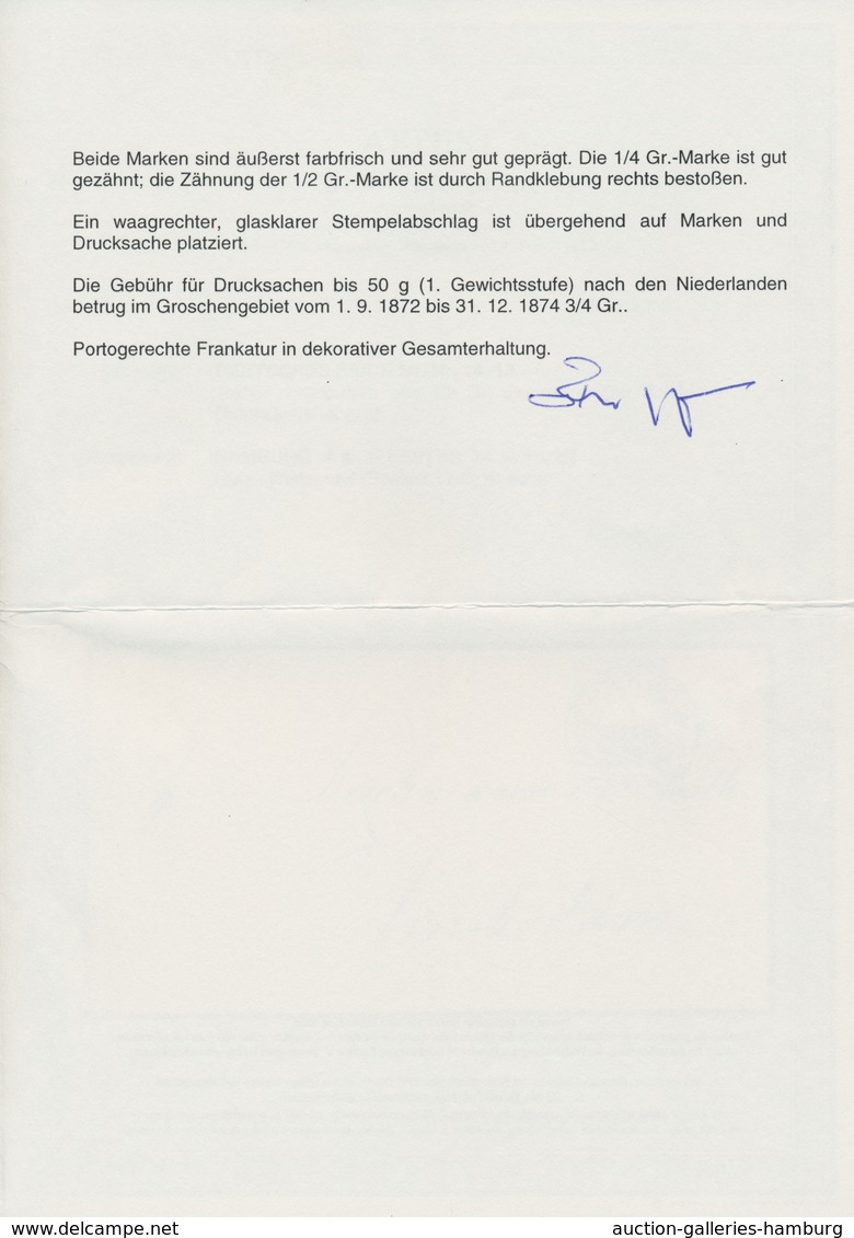 Deutsches Reich - Hufeisenstempel: HAMBURG 1 SEPTBR 74 Auf Luxus-Drucksache Nach Amsterdam Mit ¼ Gr - Franking Machines (EMA)